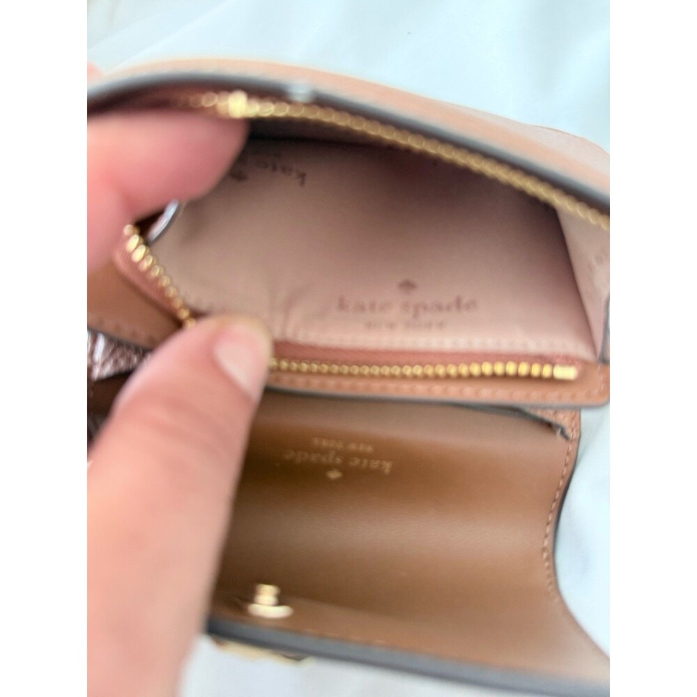 Kate Spade Kayla L Zip Wallet Pebble Leather Small Tri Fold Brown Ginger - Picture 5 of 5